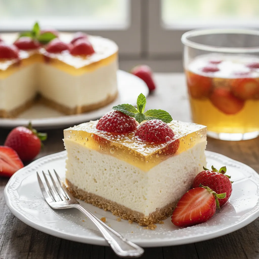 Summer Dessert of the Gods: Fluffy No-Bake Cheesecake with Strawberries and Prosecco Jelly - photo 1