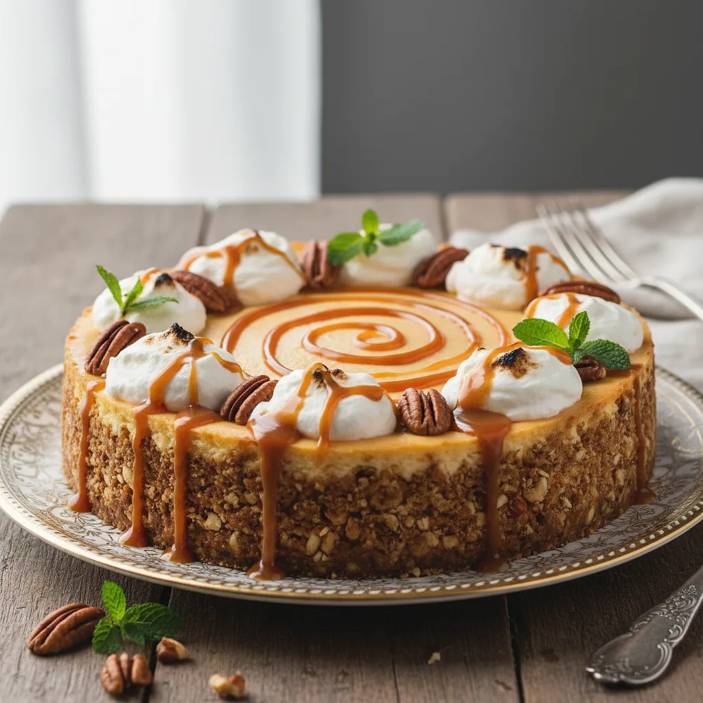 Royal Cheesecake with Caramel and Mascarpone on a Nut Base - photo 1