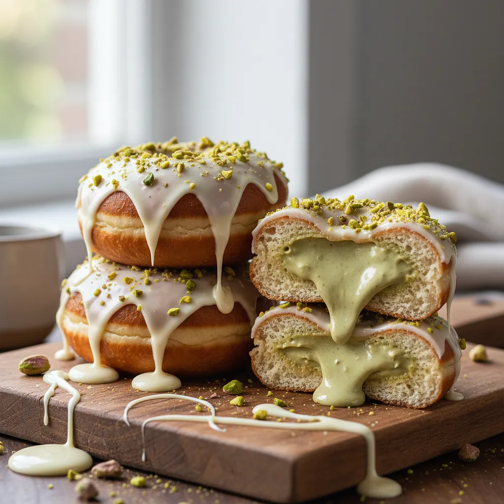 Pączki z Kremem Pistacjowym i Białą Czekoladą - zdjęcie 1