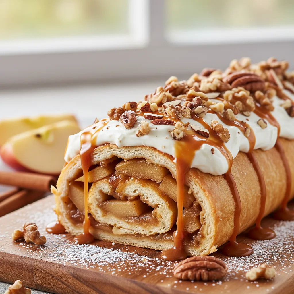 Caramel Apple Roll with Nuts and Mascarpone Cream - photo 1