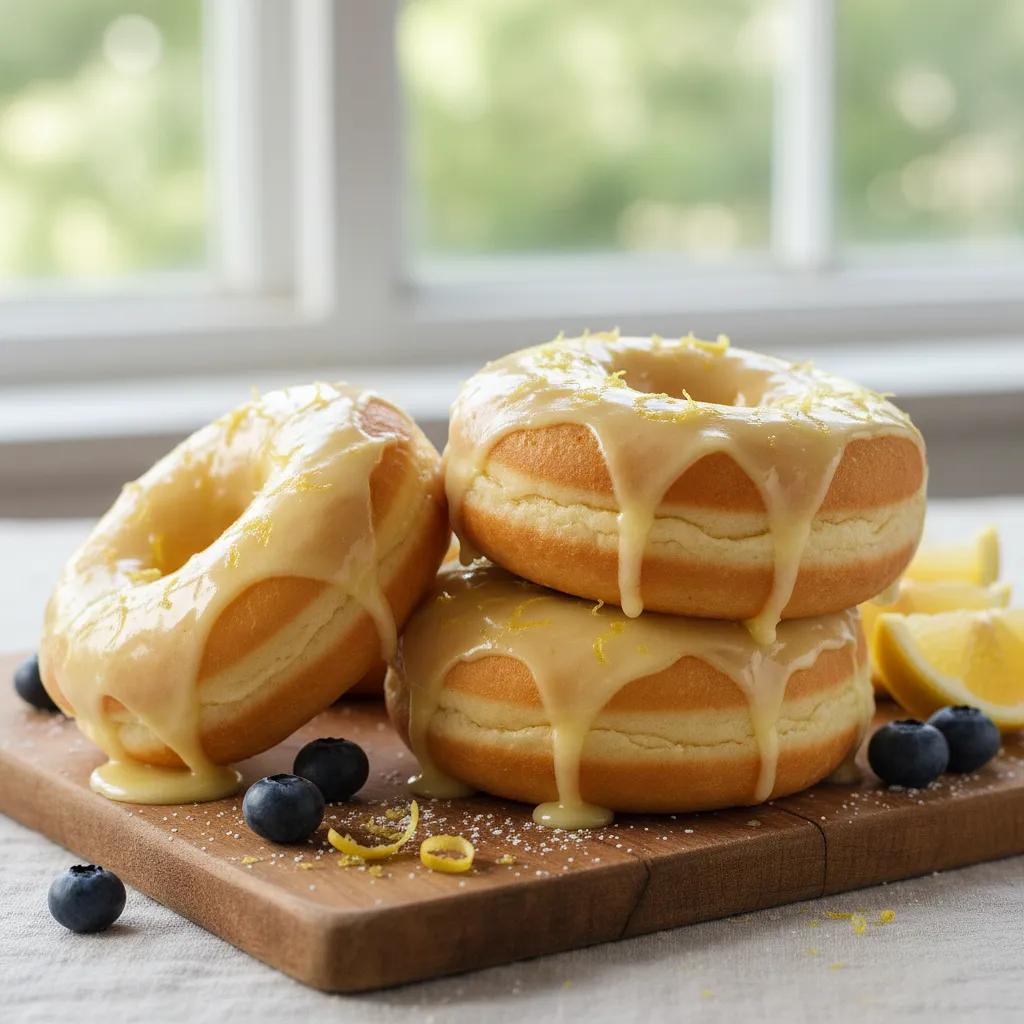 Fluffy Vanilla Doughnuts from the Oven with Lemon Glaze - photo 1