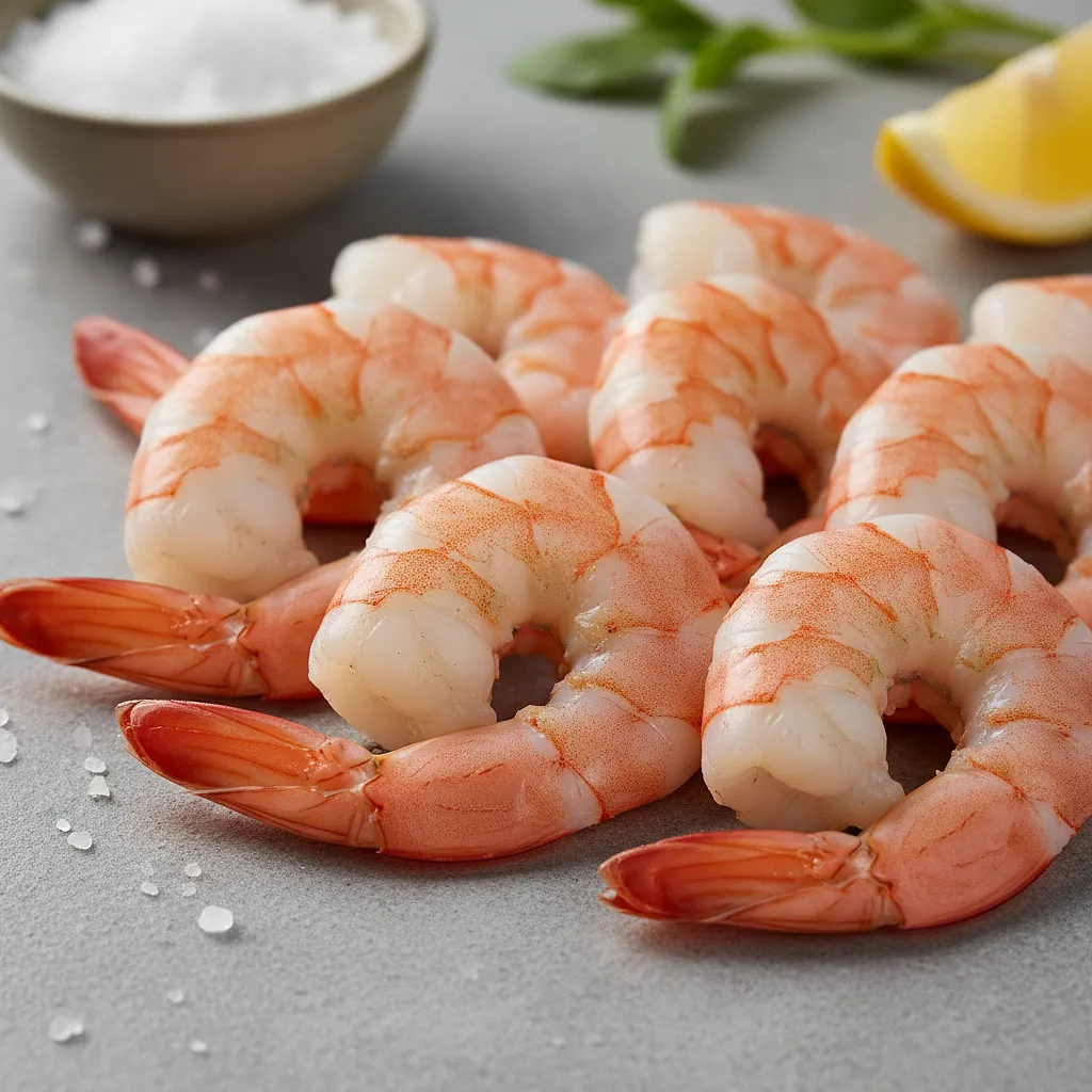Raw peeled shrimp