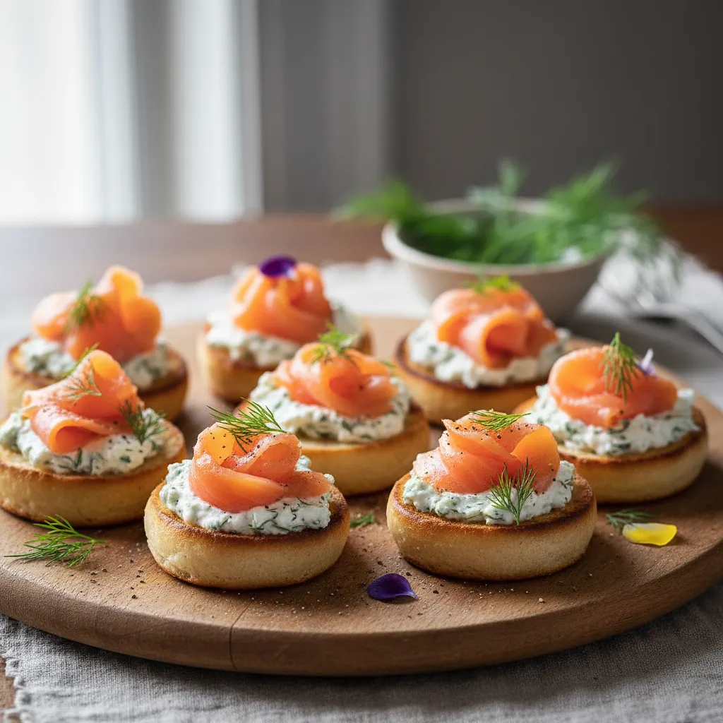 Mini kanapki z wędzonym łososiem i kremowym serkiem koperkowym - zdjęcie 1