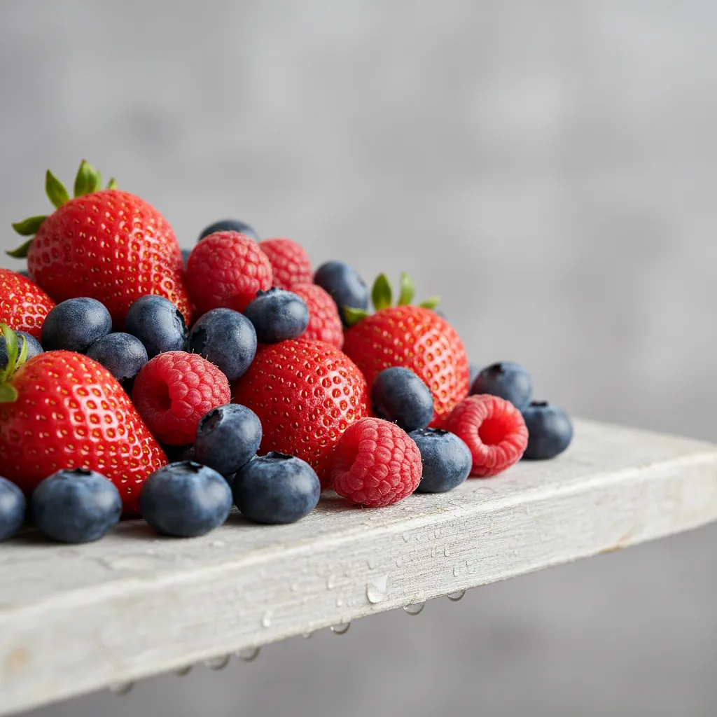 Mixed forest fruits (strawberries, blueberries, raspberries)