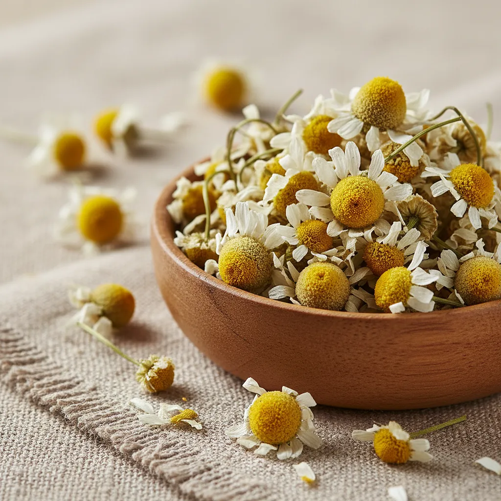 Dried chamomile flowers