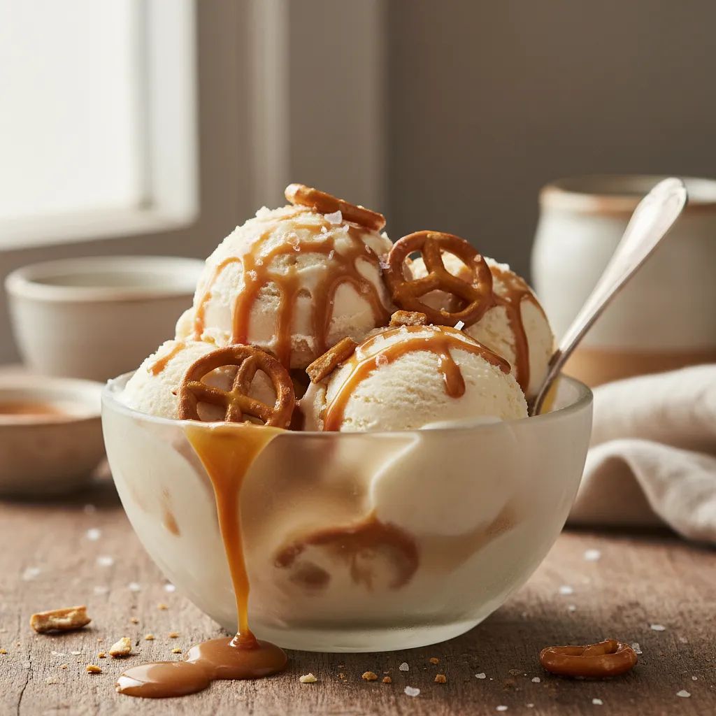 Creamy No-Churn Ice Cream: Salted Caramel with Pretzels - photo 1