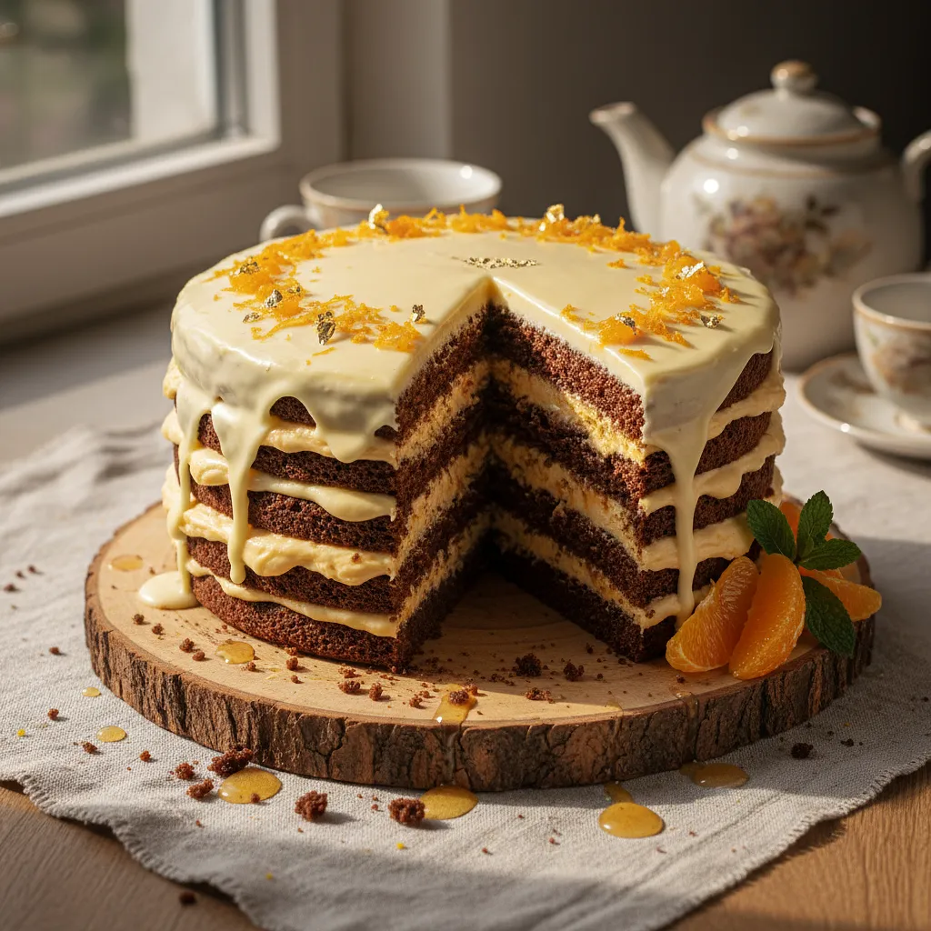 Spartak Cake with White Chocolate and Orange Cream - photo 1