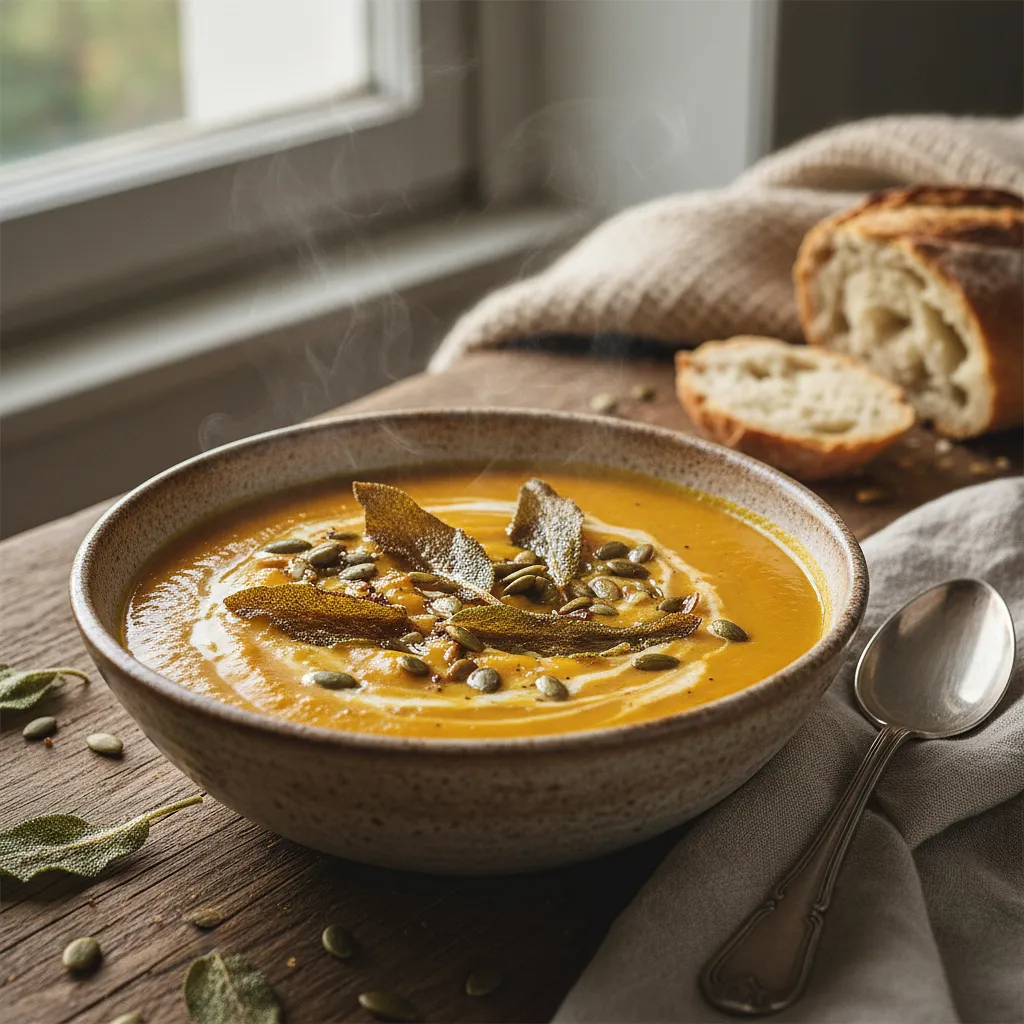 Velvety Roasted Pumpkin Cream with Crispy Sage and Toasted Seeds - photo 1