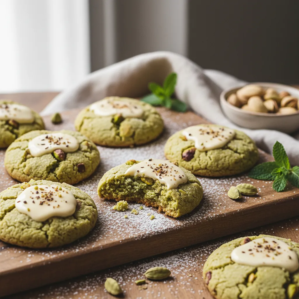 Cracked Pistachio Cookies with White Chocolate and Cardamom - photo 1