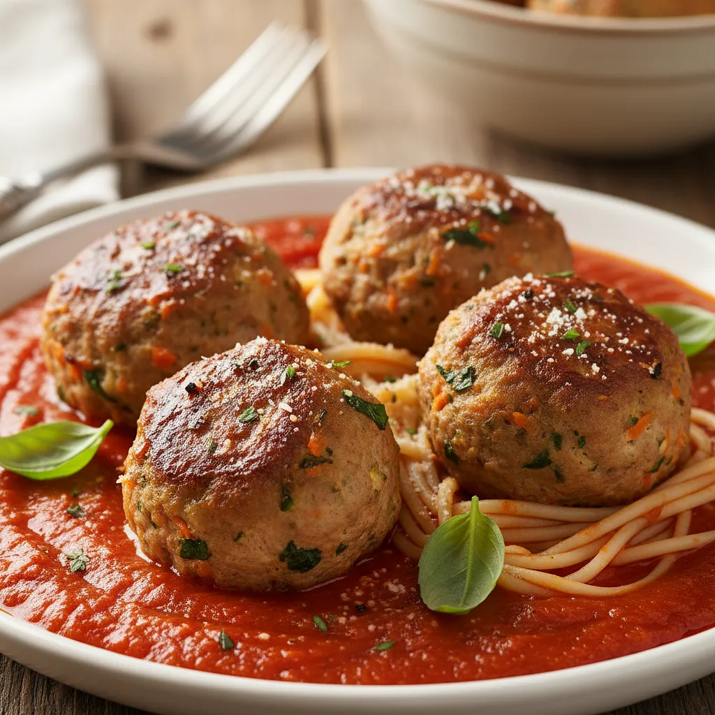 Rainbow Turkey Meatballs with Hidden Vegetables in Velvety Tomato Sauce - photo 1