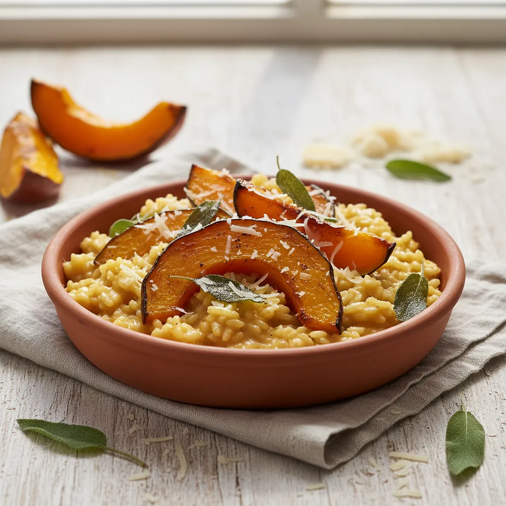 Kremowe risotto z pieczoną dynią, szałwią i parmezanem - zdjęcie 1