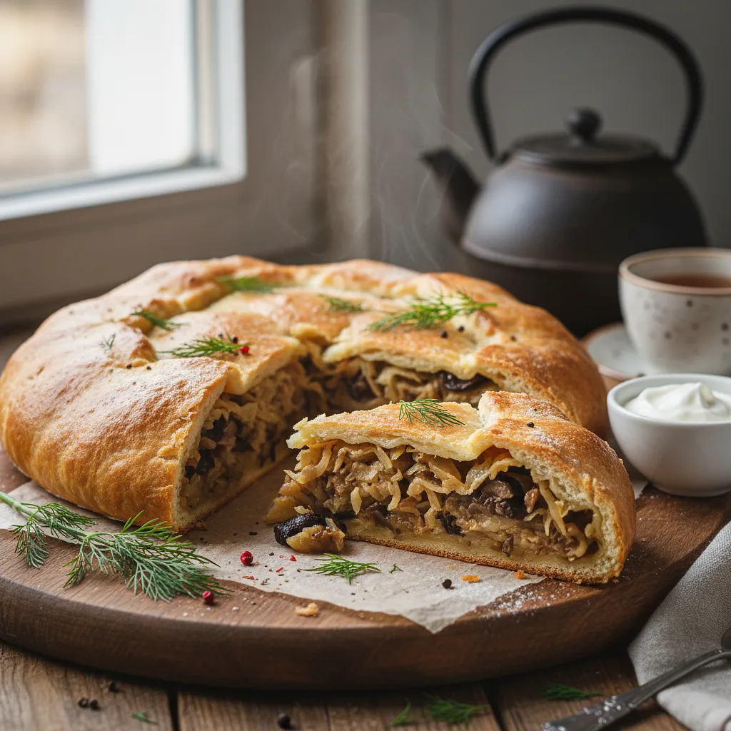 Christmas Kulebiak with Cabbage and Mushrooms - photo 1