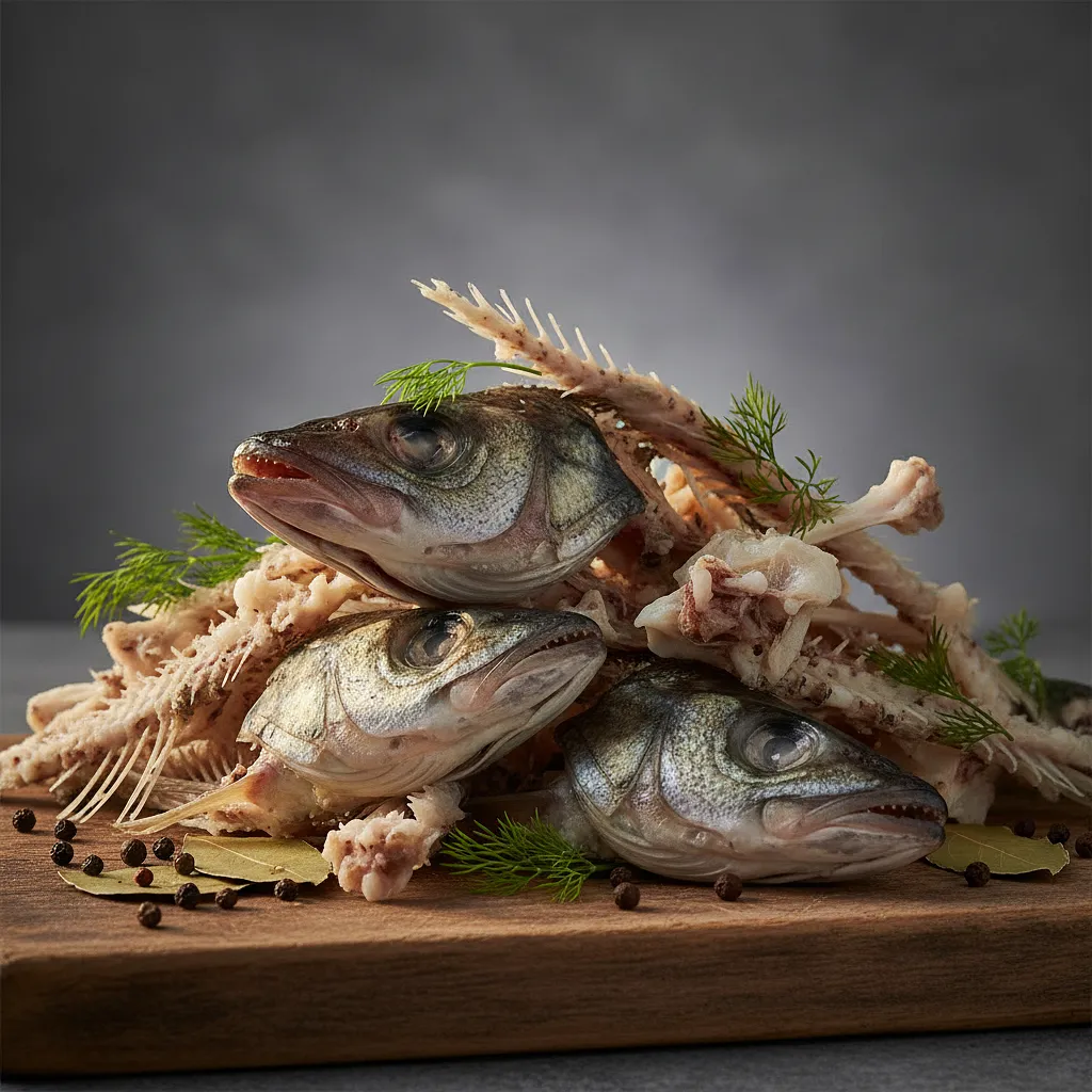 Ości i głowy z białych ryb