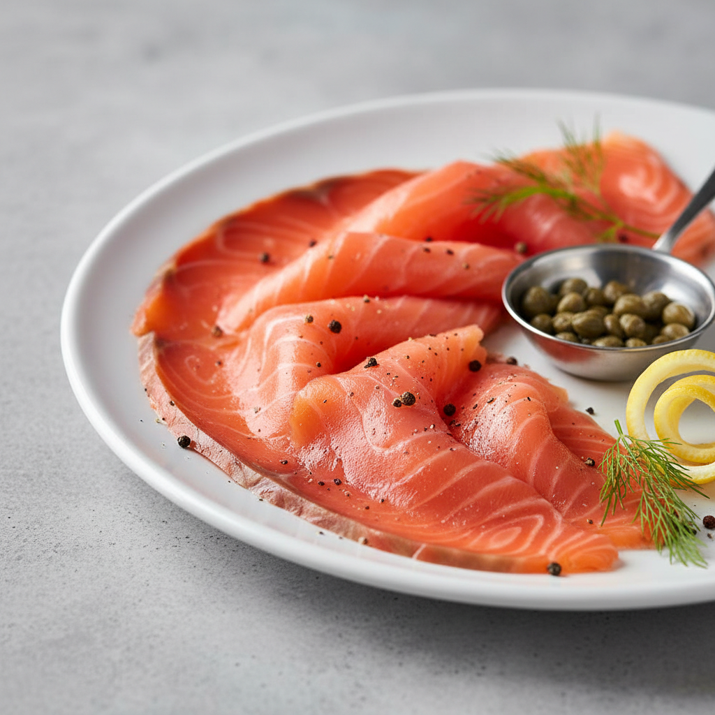 Łosoś wędzony na zimno w plastrach