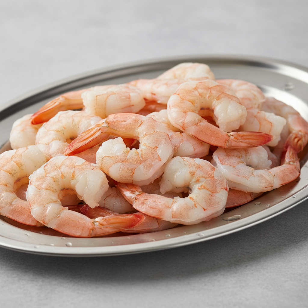 Raw shrimp, peeled, cleaned