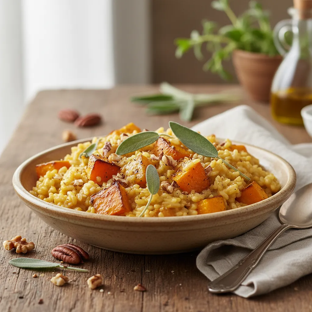 Kremowe risotto z pieczoną dynią, szałwią i prażonymi orzechami - photo 2