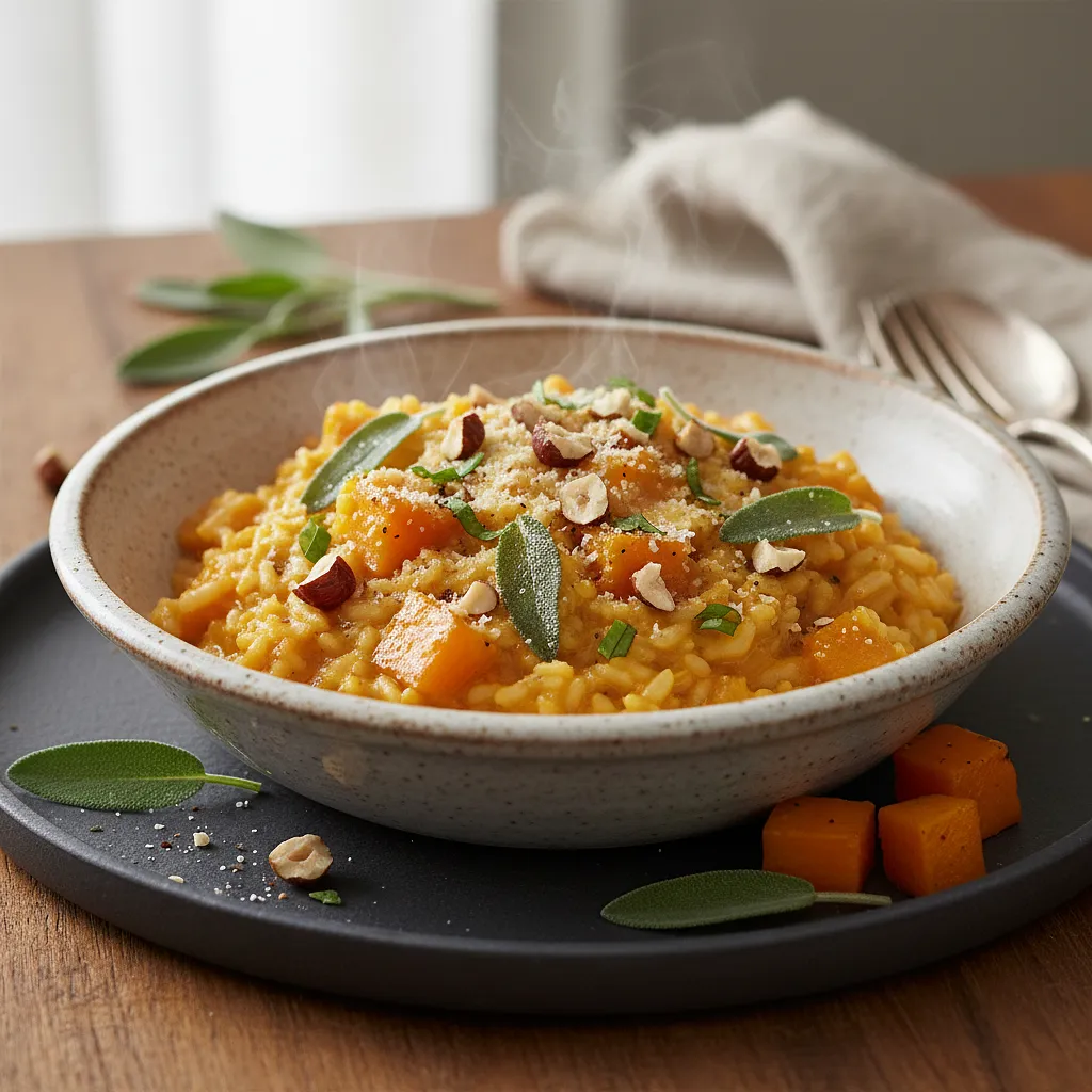 Kremowe Risotto z Dynią Piżmową, Szałwią i Orzechami Laskowymi - zdjęcie 1