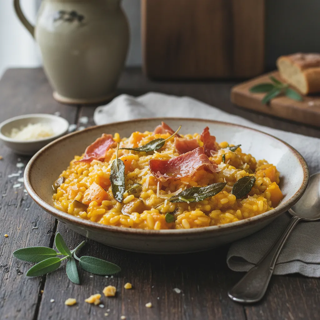 Kremowe Risotto z Dynią Piżmową, Szałwią i Chrupiącym Prosciutto - photo 1