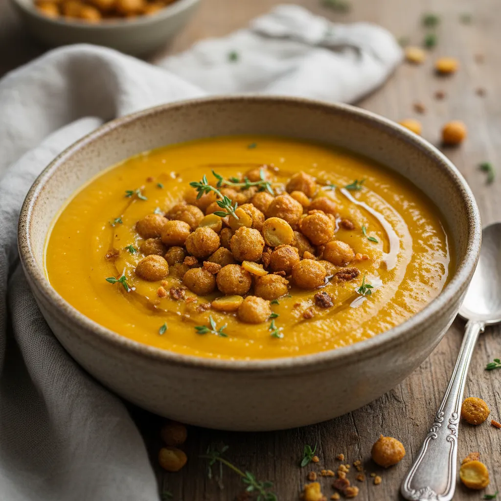 Kremowa zupa z pieczonej dyni i marchewki z chrupiącą ciecierzycą - photo 1