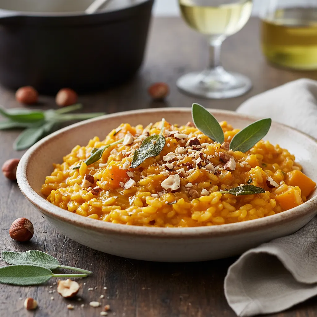 Creamy risotto with butternut squash, sage, and toasted hazelnuts - photo 1