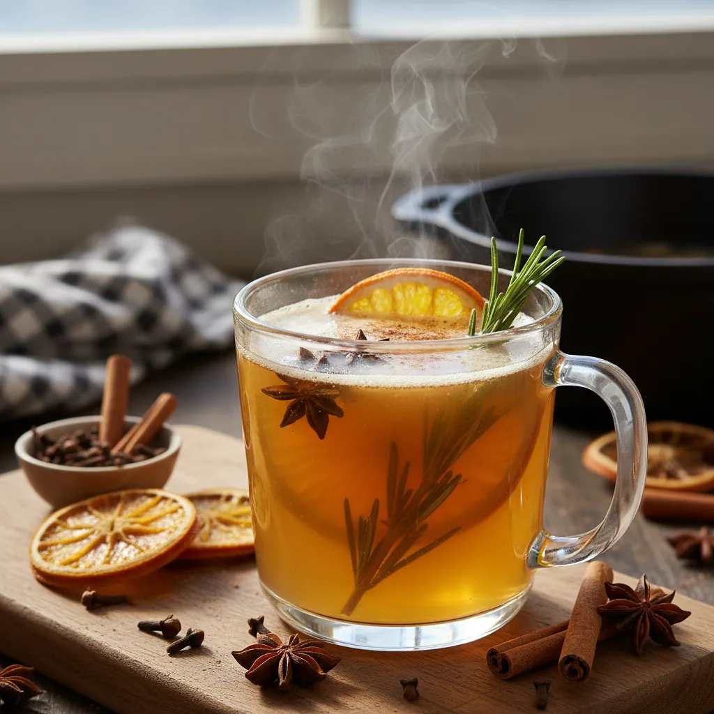 Non-Alcoholic Spiced Apple Mulled Wine with Orange and Rosemary - photo 1