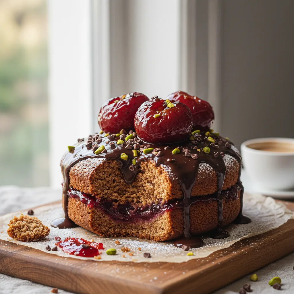 Quick Spiced Gingerbread with Plum Jam and Chocolate - photo 1