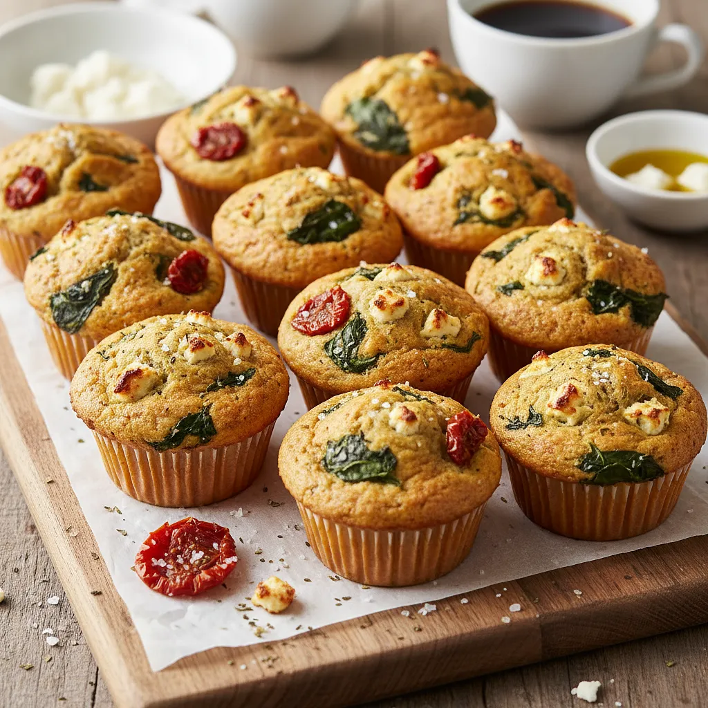 Wytrawne Muffiny ze Szpinakiem, Fetą i Suszonymi Pomidorami - zdjęcie 1