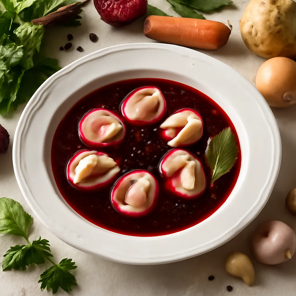 Beetroot soup with dumplings - photo 1
