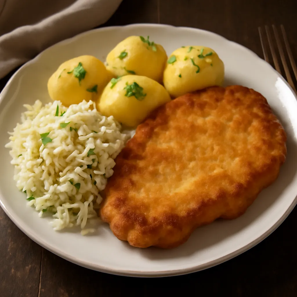 Classic Polish Pork Cutlet with Potatoes and Cabbage Salad - photo 1