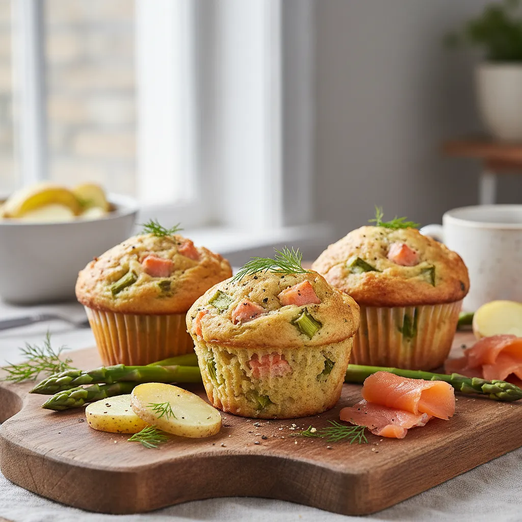 Savory Muffins with Asparagus, Smoked Salmon, and Young Potatoes - photo 1
