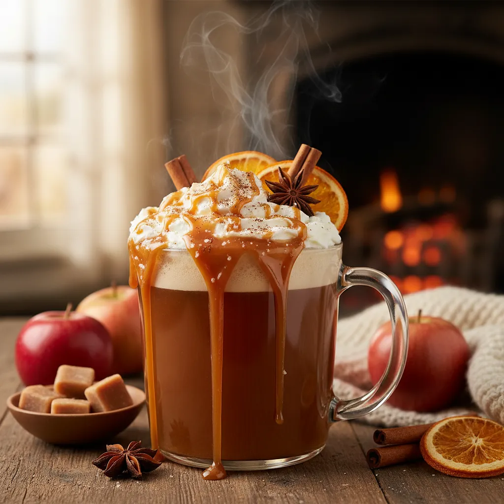 Hot Apple Cider with Spiced Seasonings and Homemade Caramel - photo 1