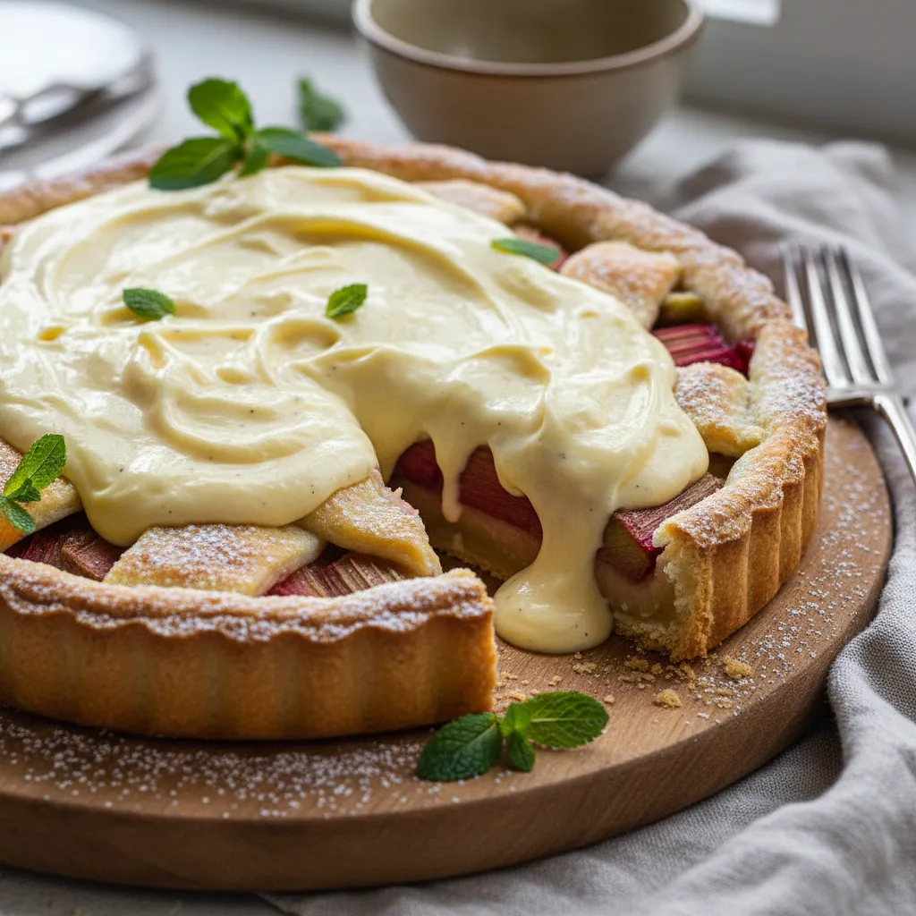 Crispy Pie with Rhubarb and Velvety Vanilla Pudding - photo 1