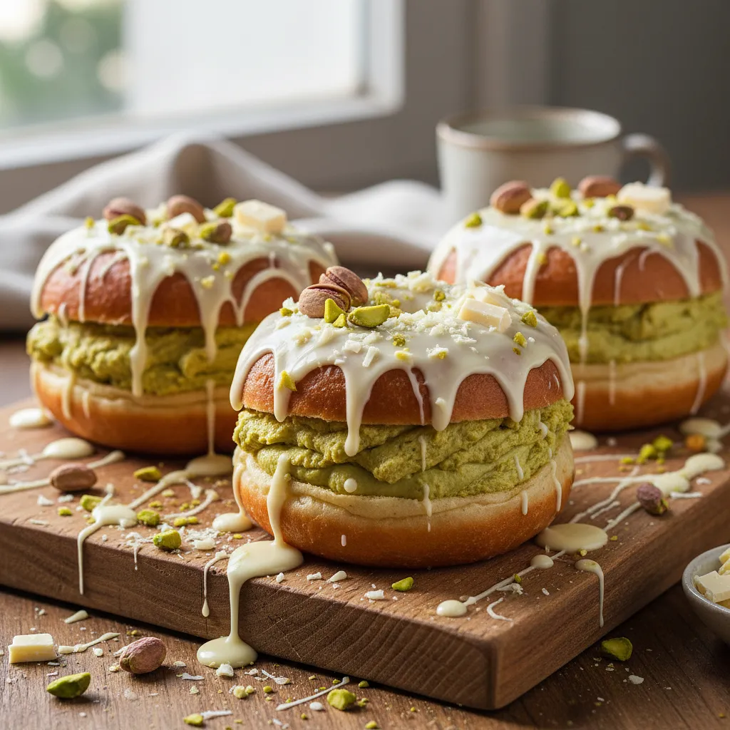 Pączki Mistrzowskie z Aksamitnym Kremem Pistacjowym i Białą Czekoladą - zdjęcie 1
