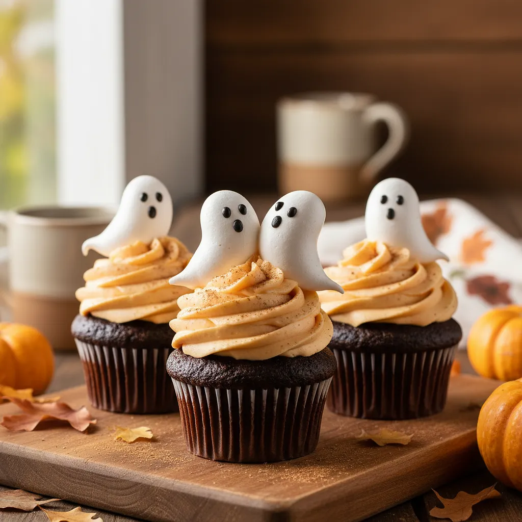 Chocolate Cupcakes 'Night Spirits' with Pumpkin Cream and Meringue Soul - photo 1