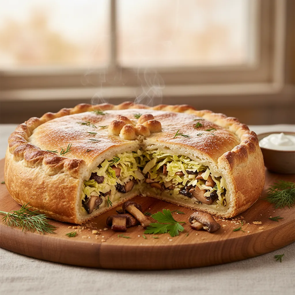 Christmas Kulebiak with Cabbage and Mushrooms - photo 1