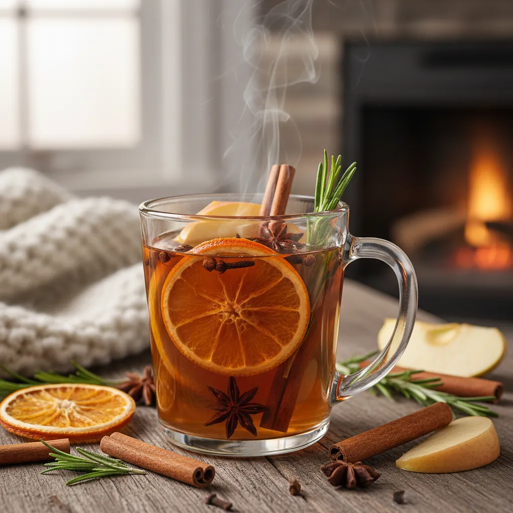 Spiced Apple Mulled Wine with Orange and Rosemary - photo 1