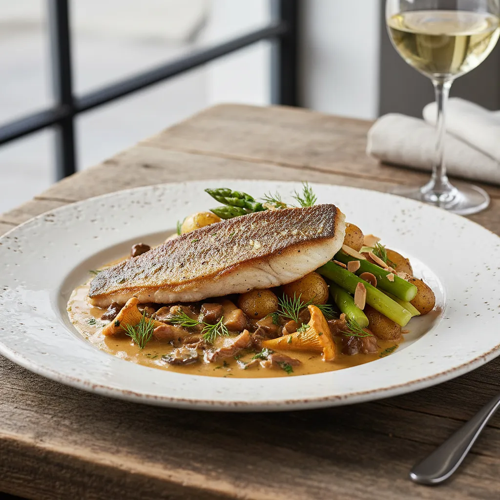 Zander Zatorski in creamy sauce with boletus mushrooms - photo 1