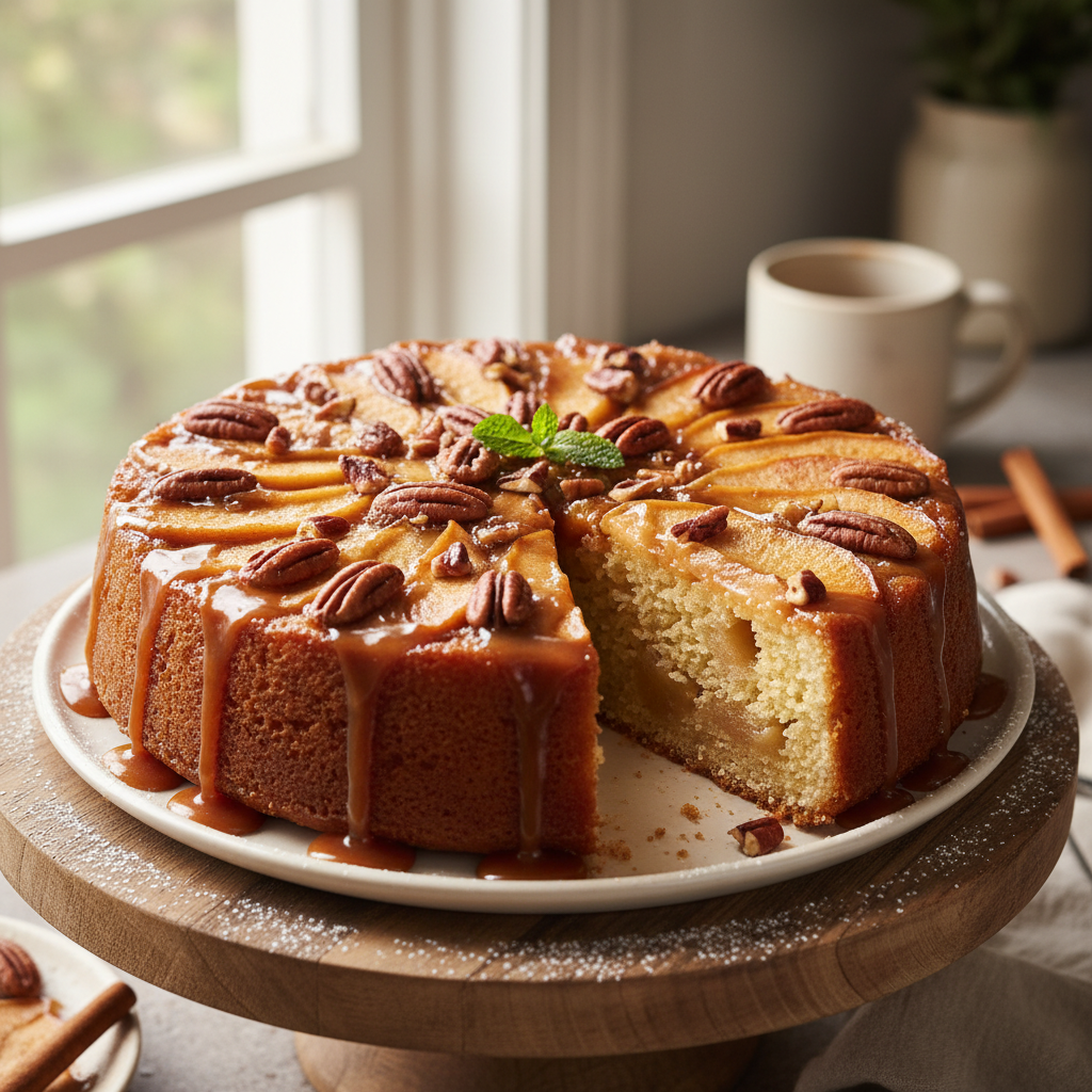 Caramel Apple Upside-Down Cake with Pecans - photo 1