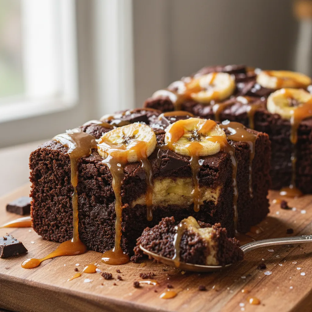 Bananowe Brownie z Podwójną Czekoladą i Słonym Karmelem - zdjęcie 1