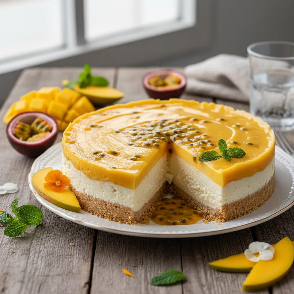 Velvety Yogurt Cheesecake with Mango-Passion Fruit Mousse - photo 1