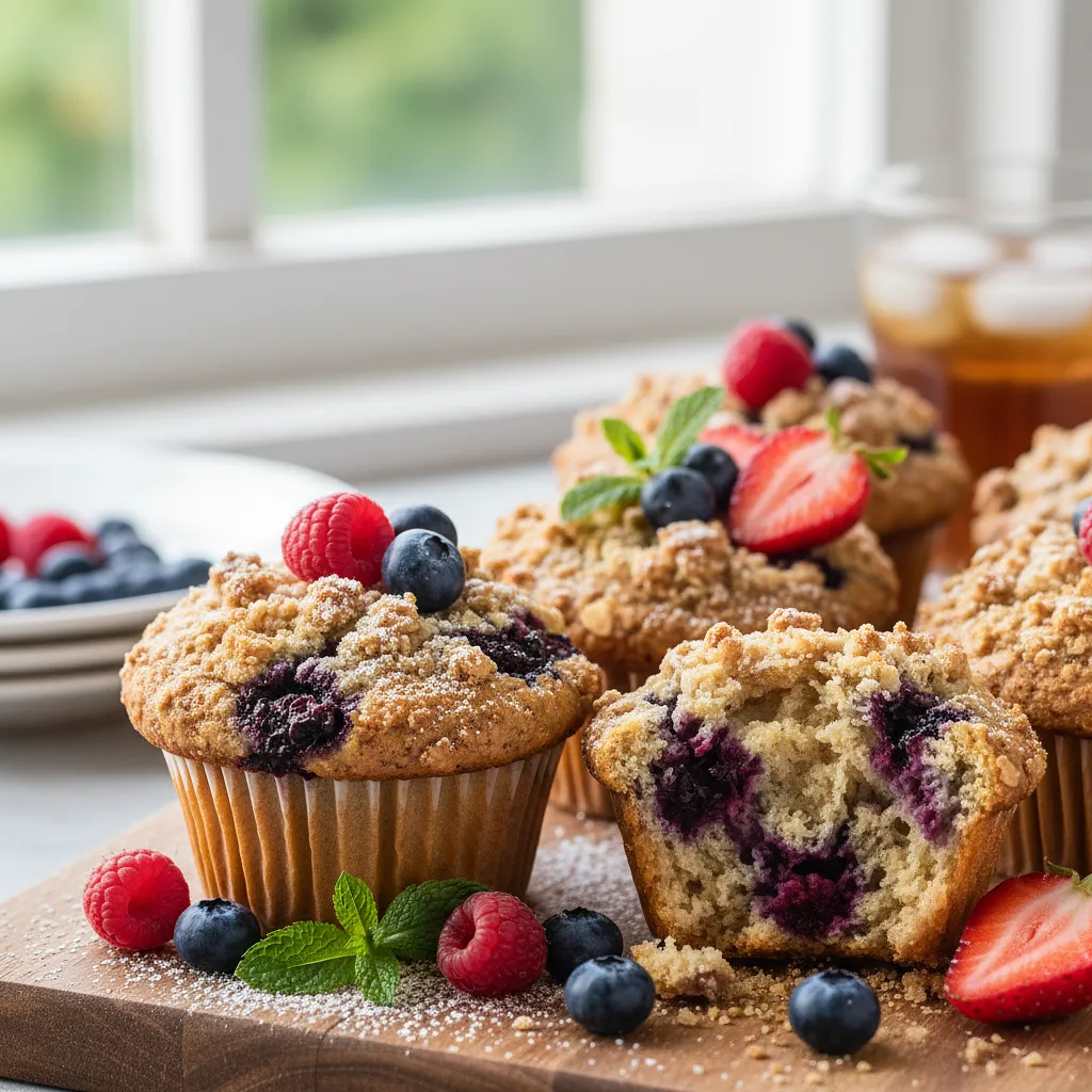 Buttery Muffins with Summer Fruits and Crunchy Oat Crumble - photo 1