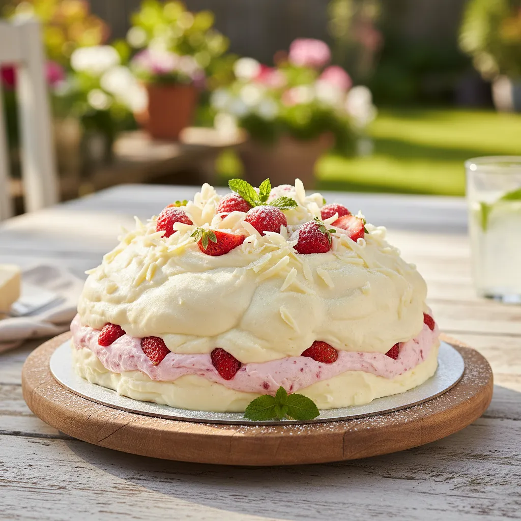 Cake 'Summer Cloud' with Strawberry Mousse and White Chocolate - photo 1