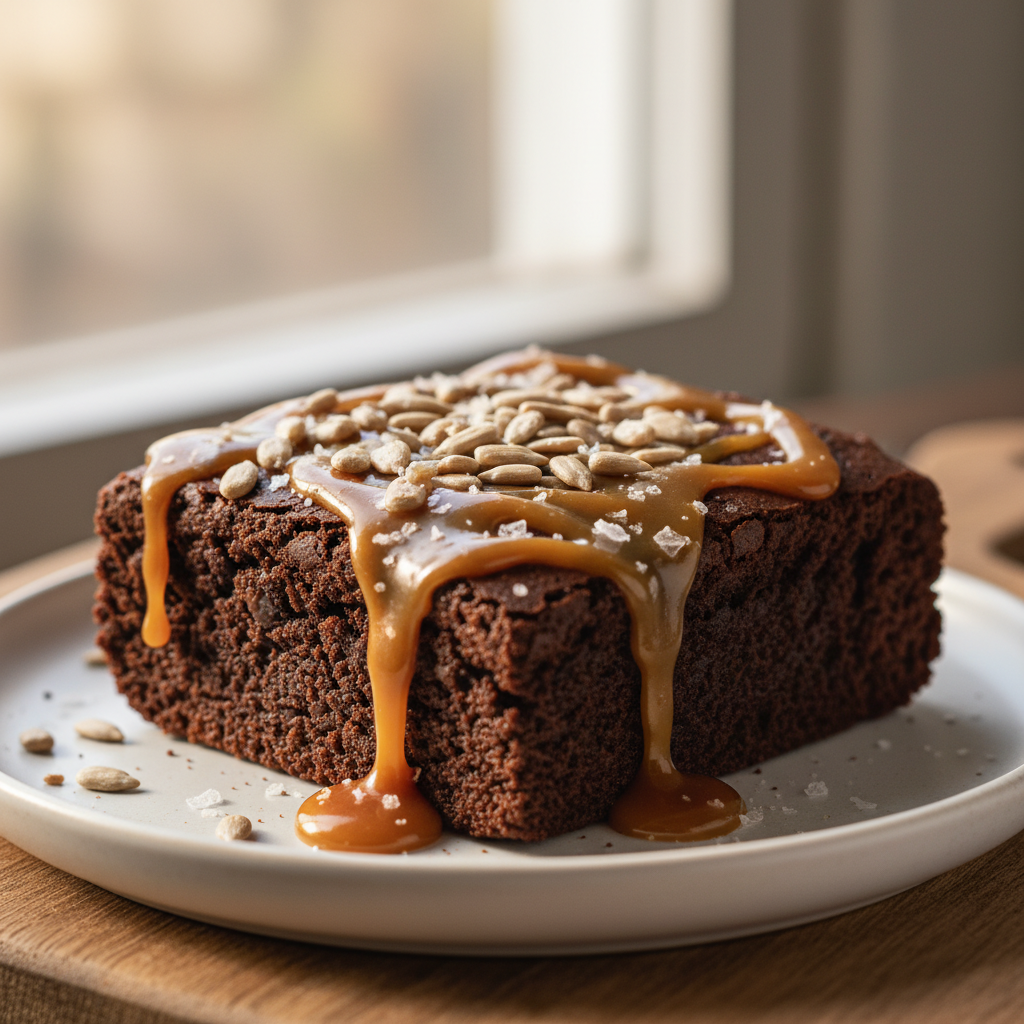Sunflower Brownies with Salted Caramel (Nut-Free) - photo 1