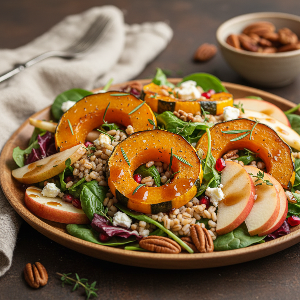 Autumn Salad with Roasted Pumpkin, Spelt, and Maple Dressing - photo 1