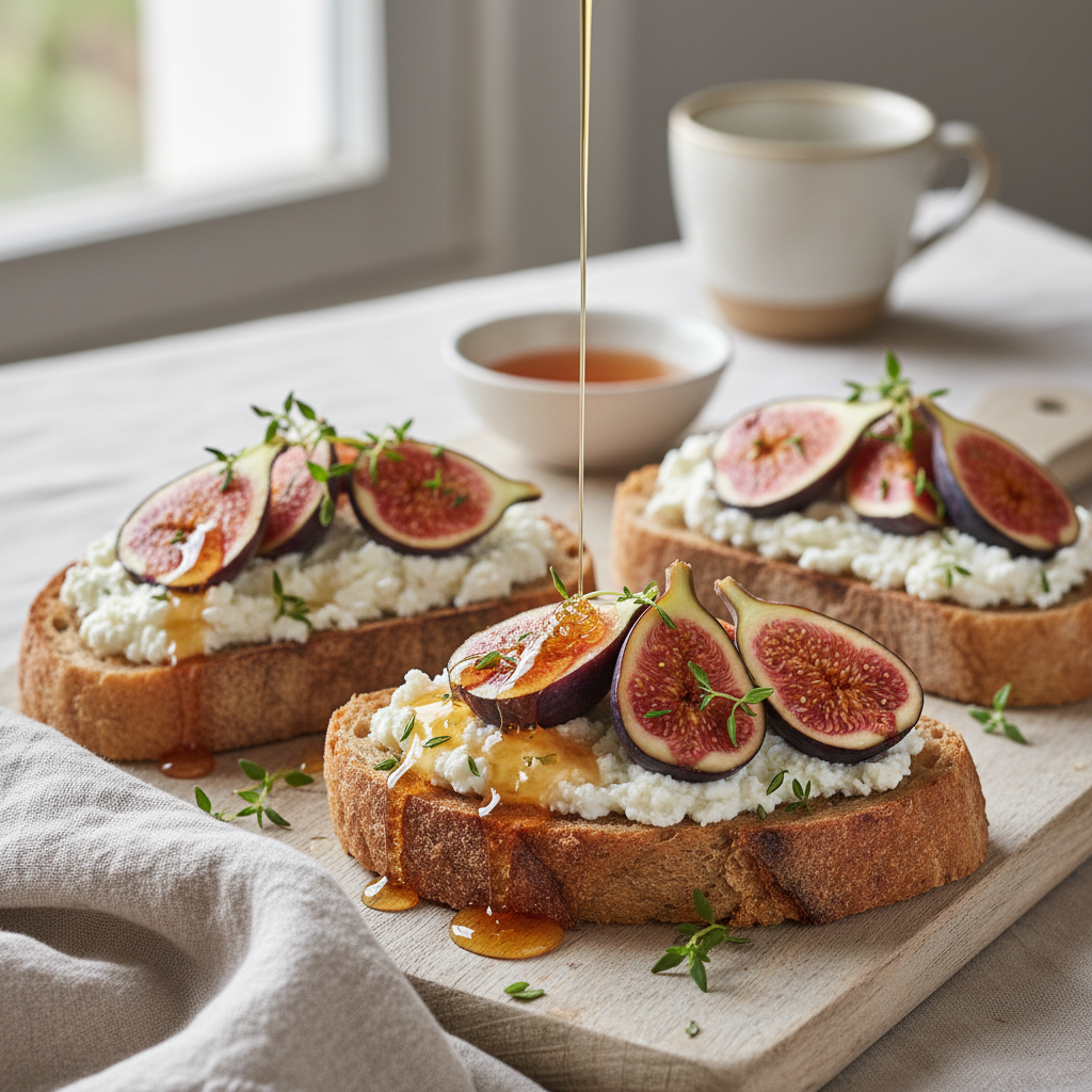Grzanki z ricottą, figami i miodem tymiankowym - photo 1