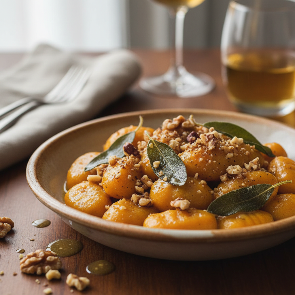Aksamitne Gnocchi Dyniowe z Masłem Szałwiowym i Prażonymi Orzechami - photo 1