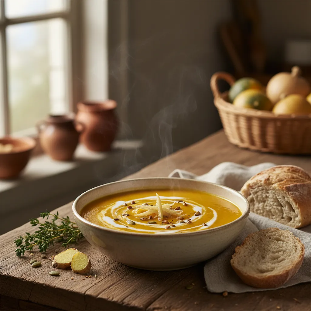 Aksamitny krem z pieczonej dyni z mlekiem kokosowym i nutą imbiru - photo 1