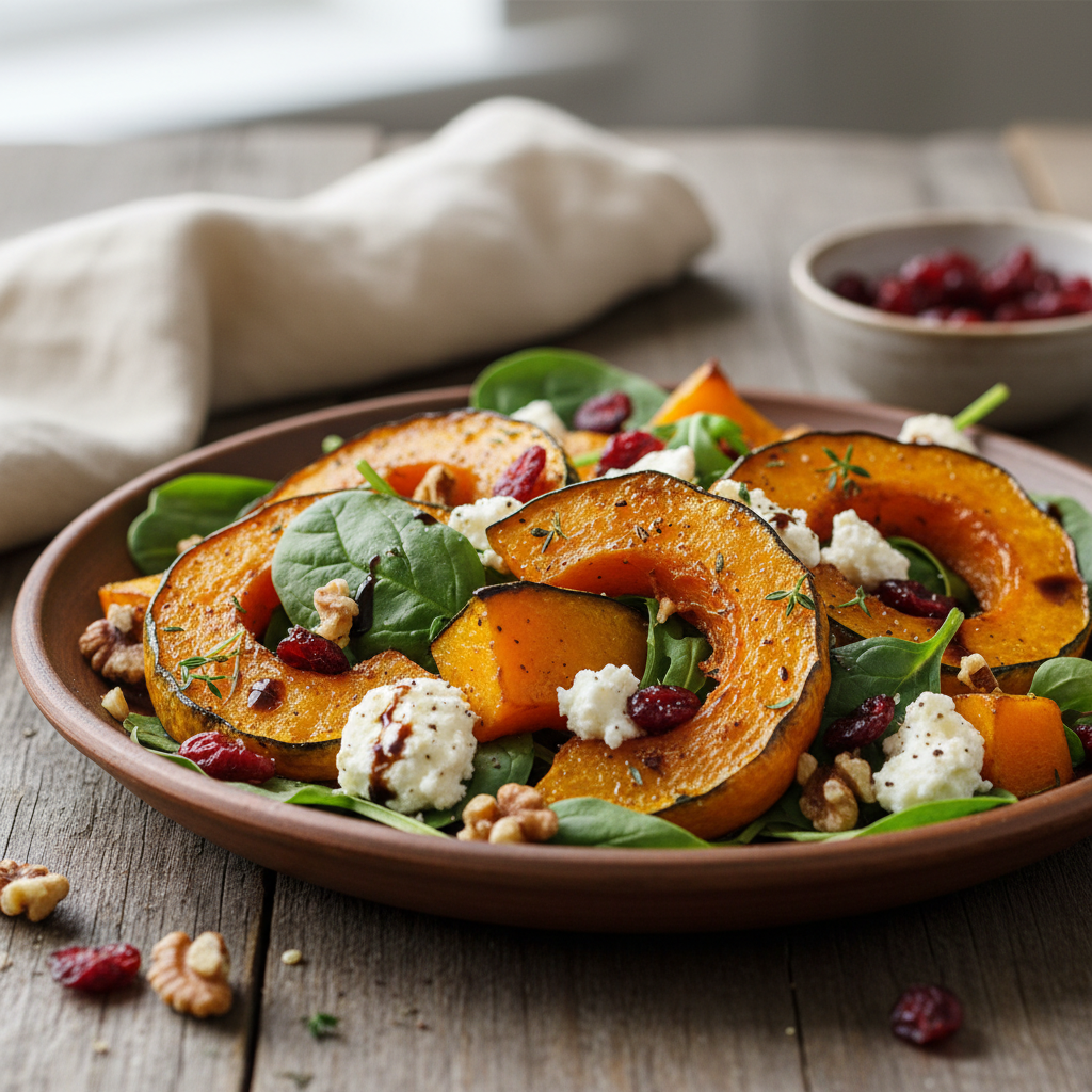 Ciepła Sałatka z Pieczoną Dynią, Kozim Serem i Żurawiną - zdjęcie 1