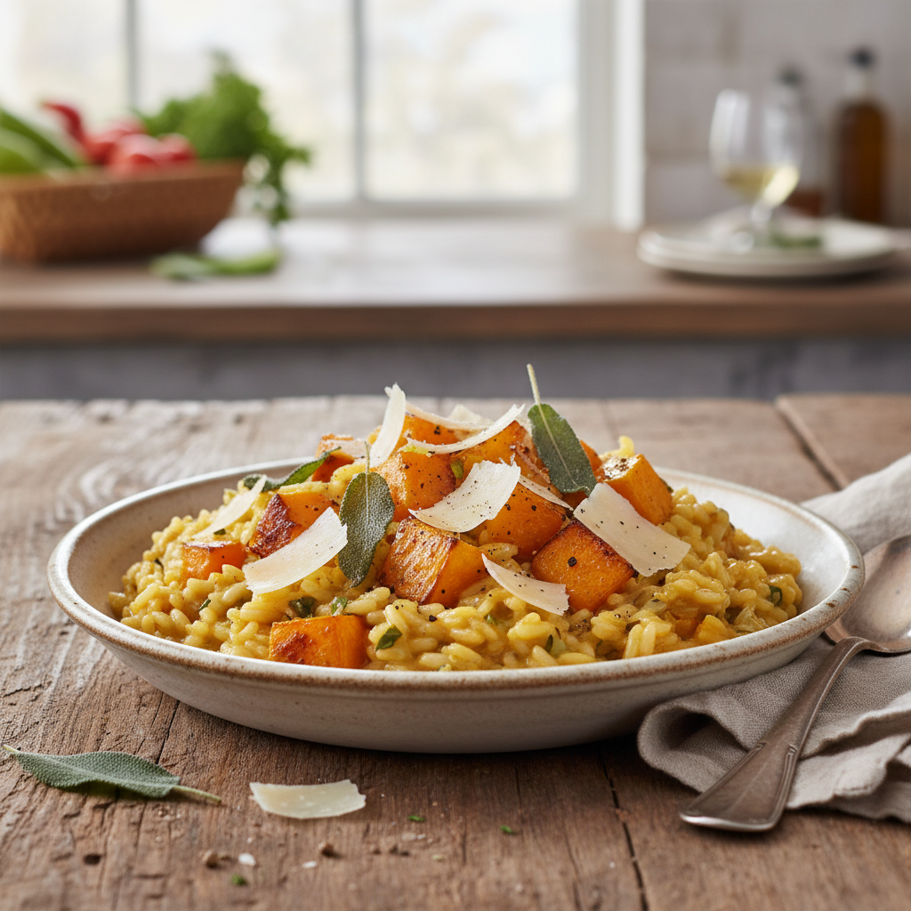 Kremowe risotto z pieczoną dynią, szałwią i parmezanem - photo 1