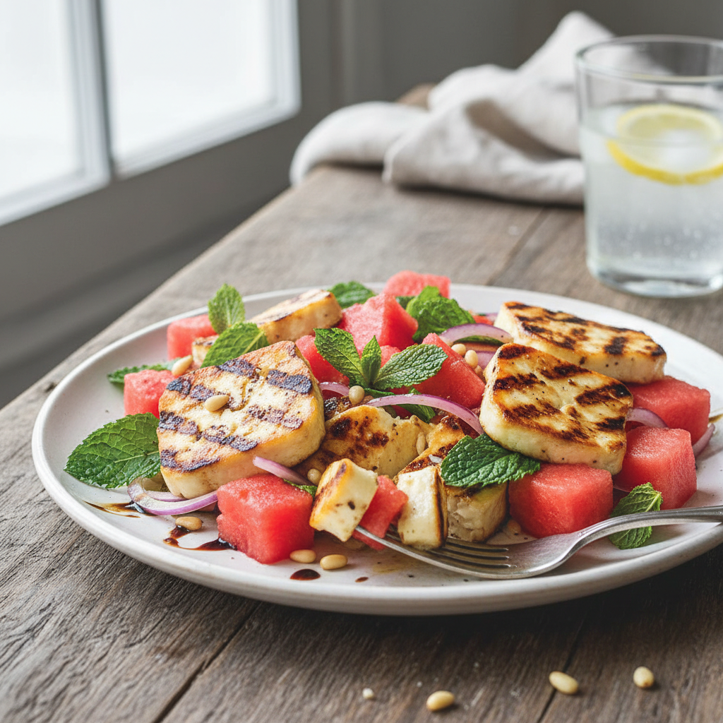 Orzeźwiająca sałatka z grillowanym halloumi, arbuzem i miętą - zdjęcie 1